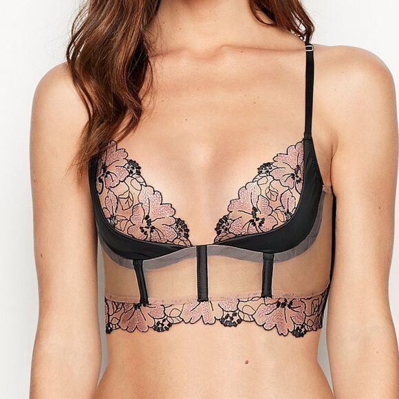 Victoria’s Secret Very Sexy Lightly-Lined Floral Satin Quarter Cup Bra - Picture 1 of 3
